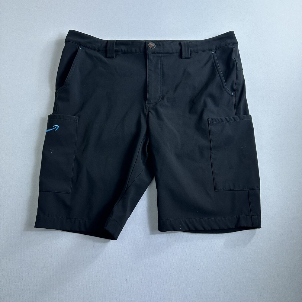 Amazon Employee Shorts Mens Size Large Black Polyester Pockets Stretch Cargo